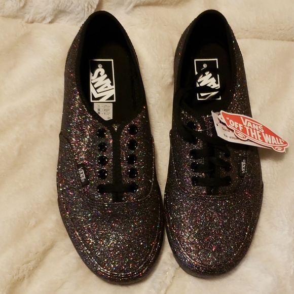 black rainbow glitter vans